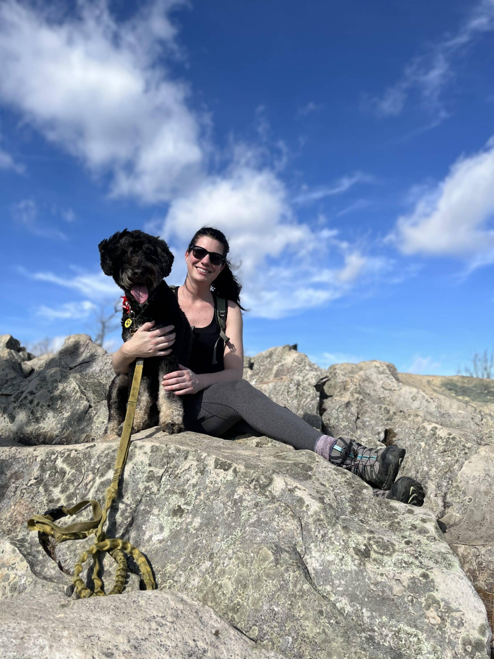 Dog and owner hiking