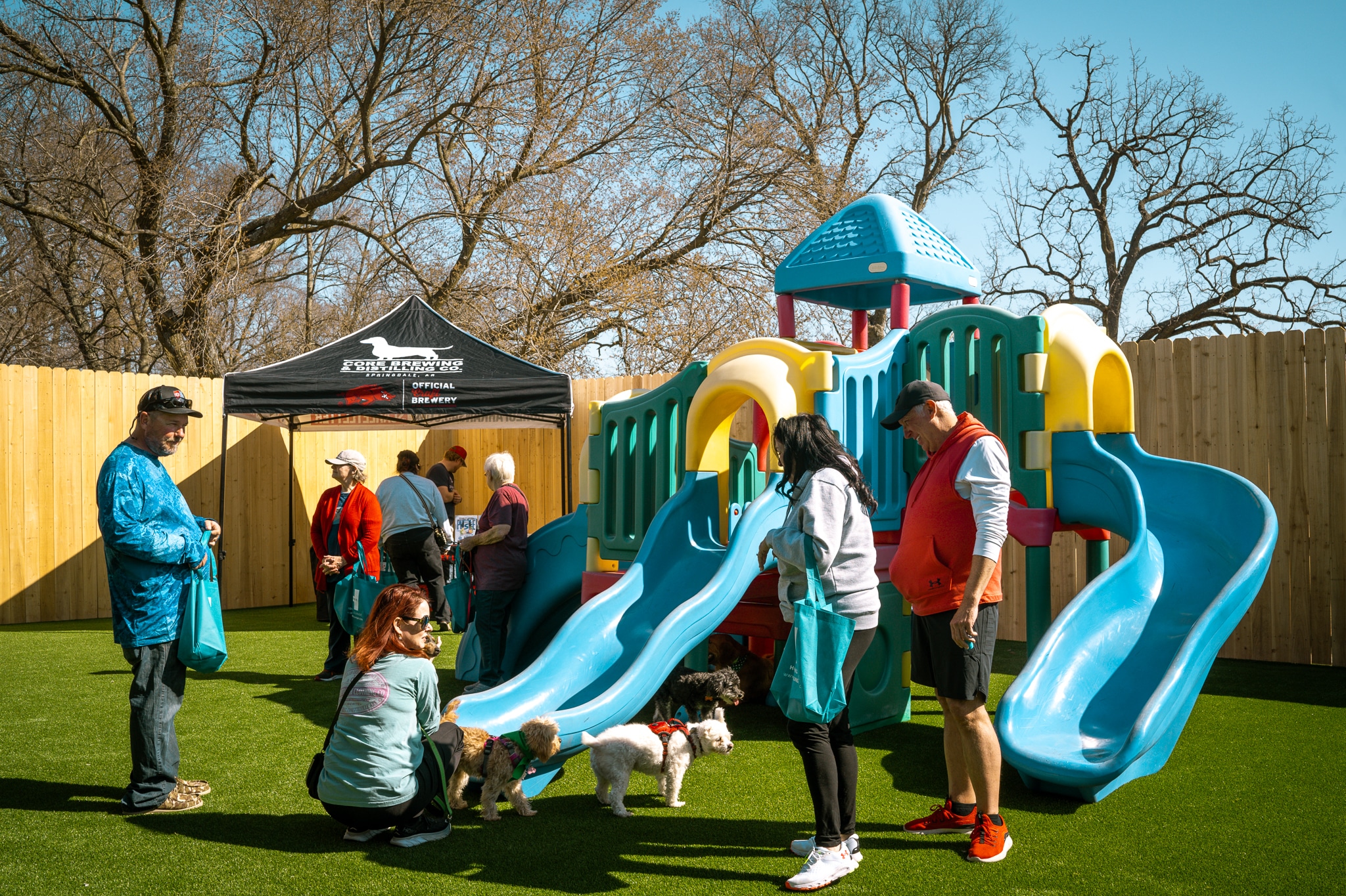Making friends at Hounds Lounge Rogers grand opening